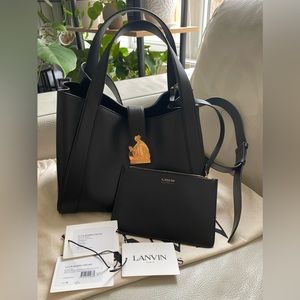 Lanvin Med DayBag with Magnet Mother & Daughter Black Calf Leather